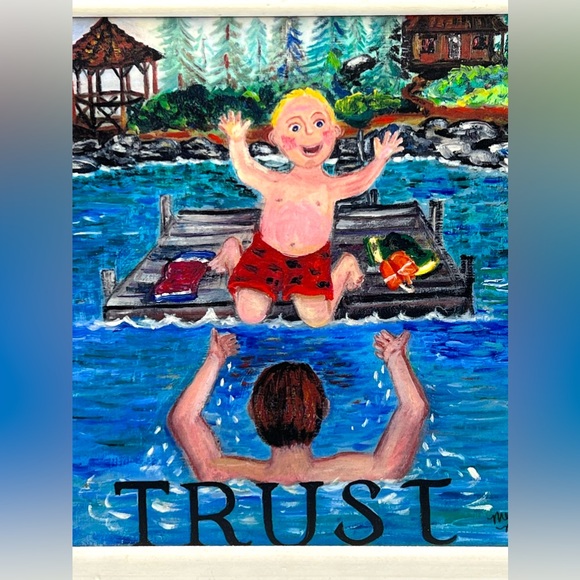 VTG Melissa McLeod TRUST Print in White Wood Distressed Frame 10x10 in - Picture 2 of 14